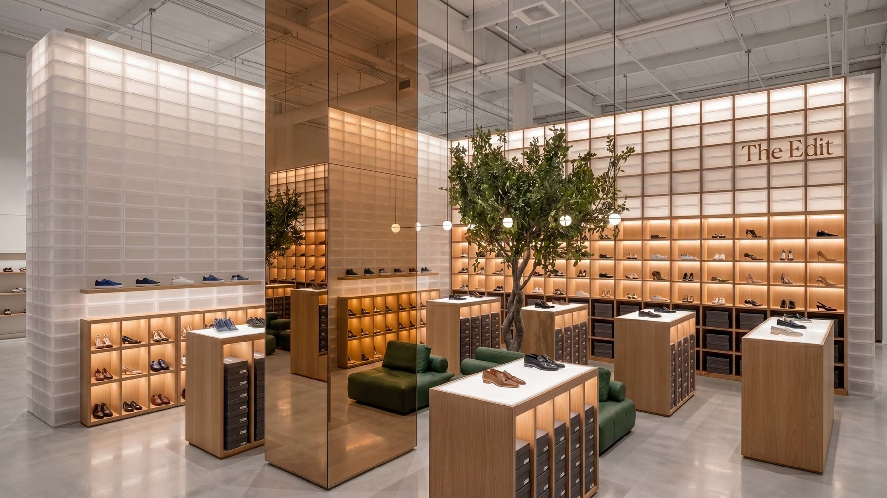 The Gallery — men's with bronze mirror column